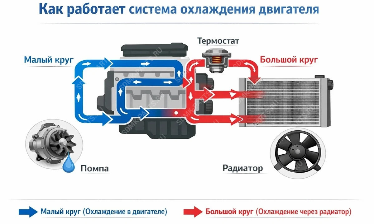 Схема системы охлаждения двигателя спецтехники